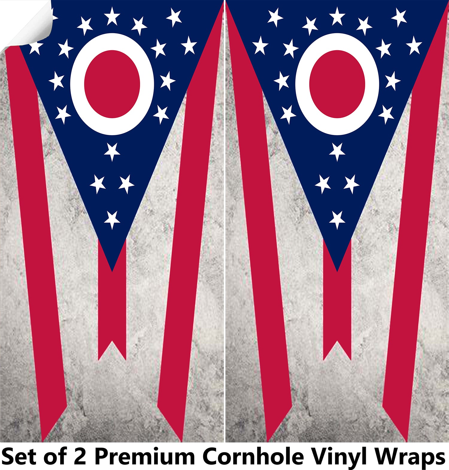 Ohio Classic State Flag Cornhole Boards Wraps (Set of 2)