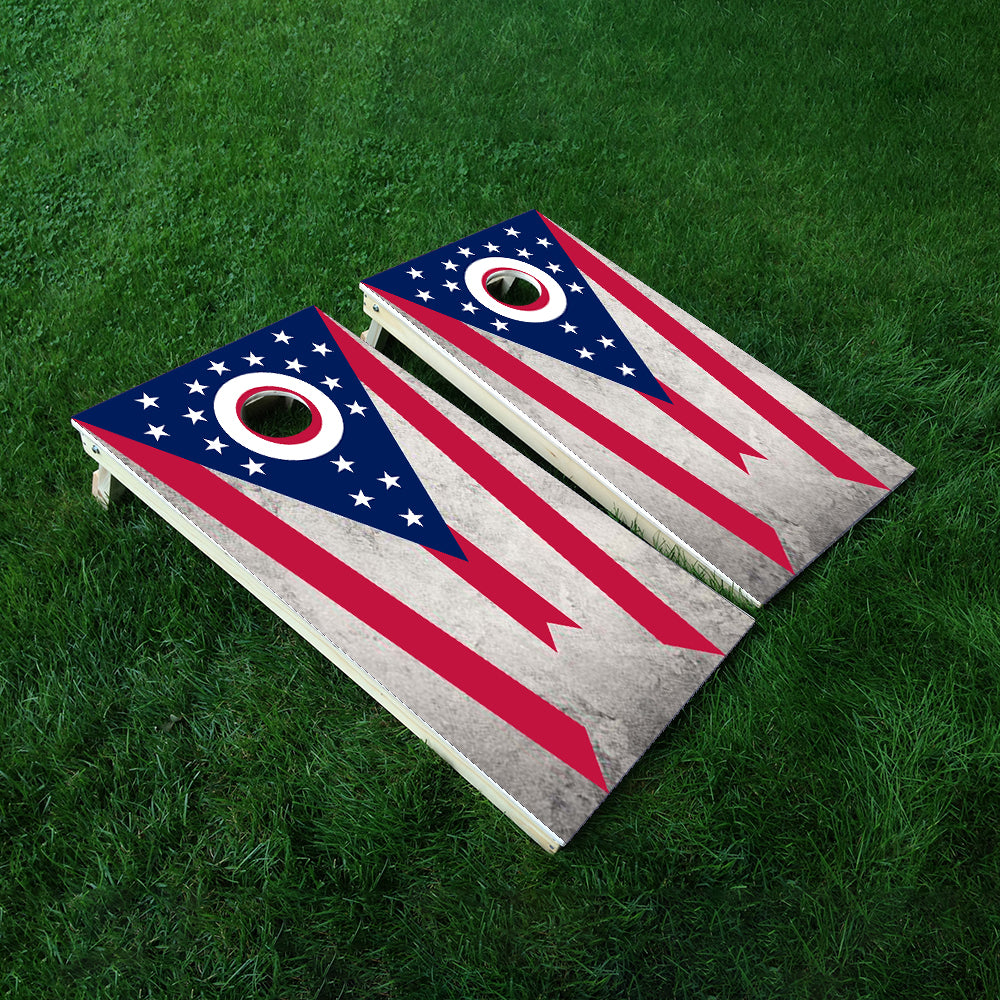 Ohio Classic State Flag Cornhole Boards Wraps (Set of 2)