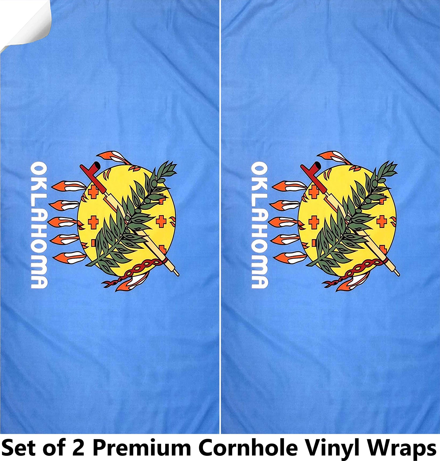 Oklahoma Classic State Flag Cornhole Boards Wraps (Set of 2)