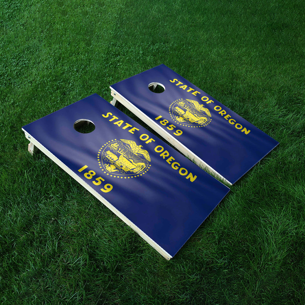 Oregon Classic State Flag Cornhole Boards Wraps (Set of 2)