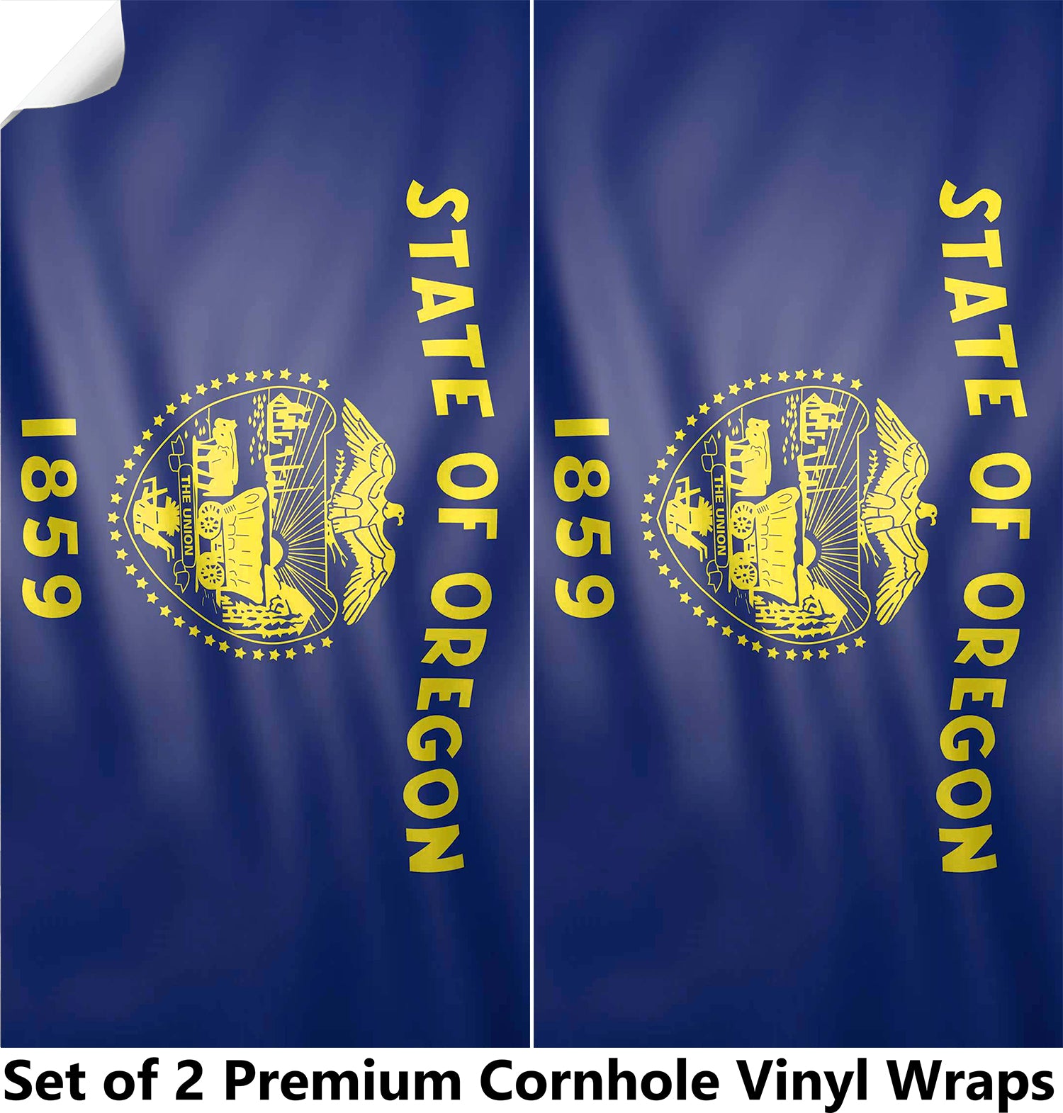 Oregon Classic State Flag Cornhole Boards Wraps (Set of 2)