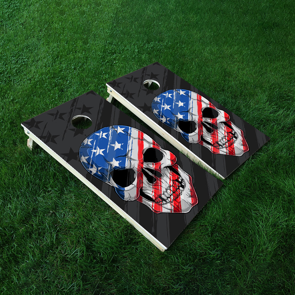 American Skull Cornhole Boards Wraps (Set of 2)