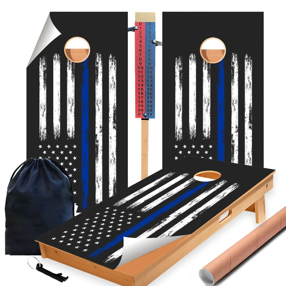 Blue Line Cornhole Boards Wraps (Set of 2)