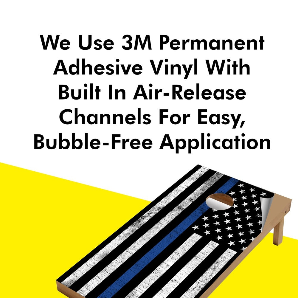 Blue Line Vintage Cornhole Boards Wraps (Set of 2)