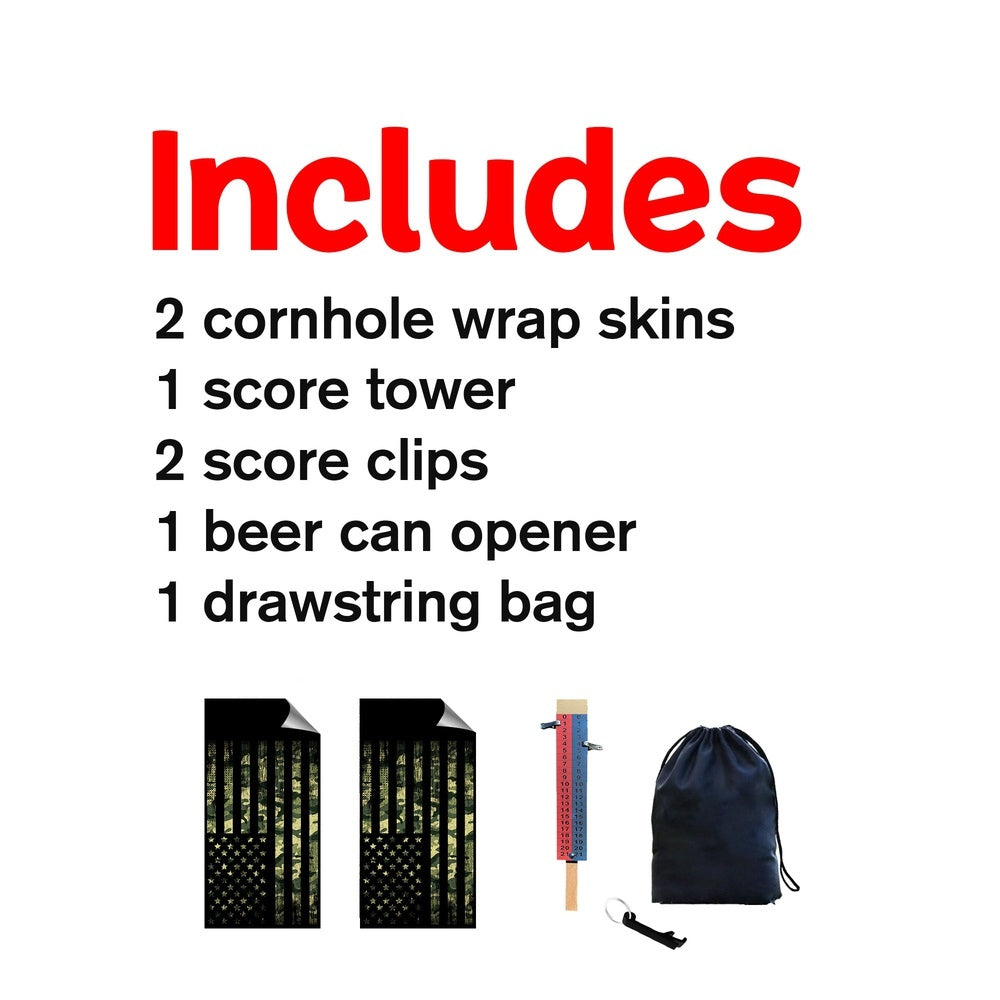 Camo Flag Cornhole Boards Wraps (Set of 2)