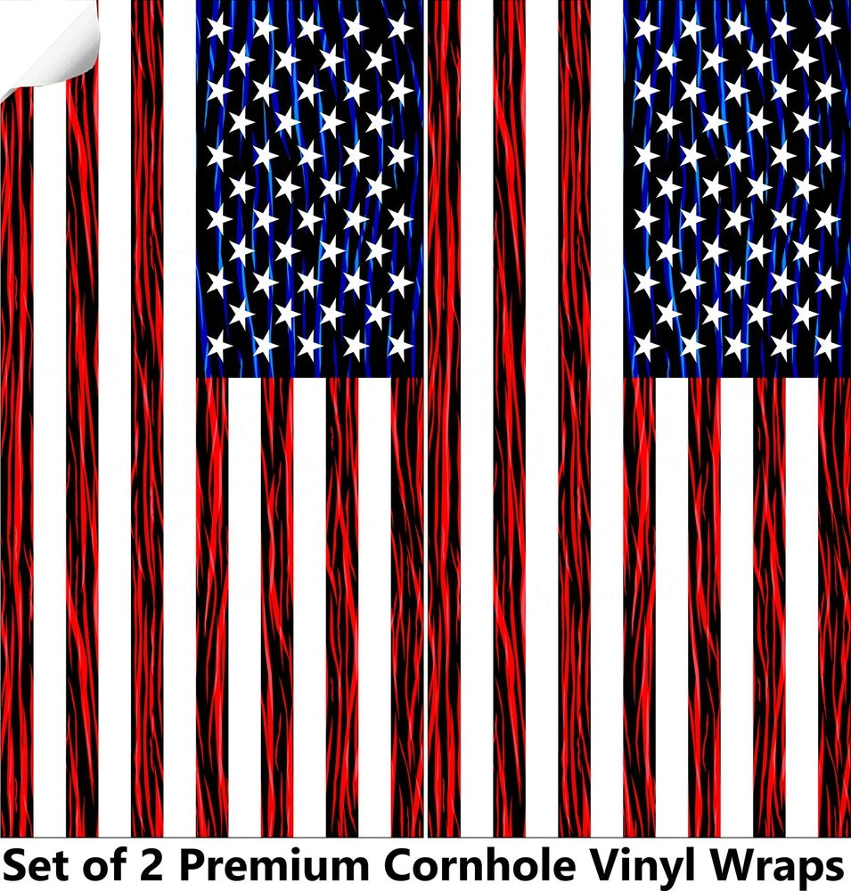 Classic Flag Cornhole Boards Wraps (Set of 2)