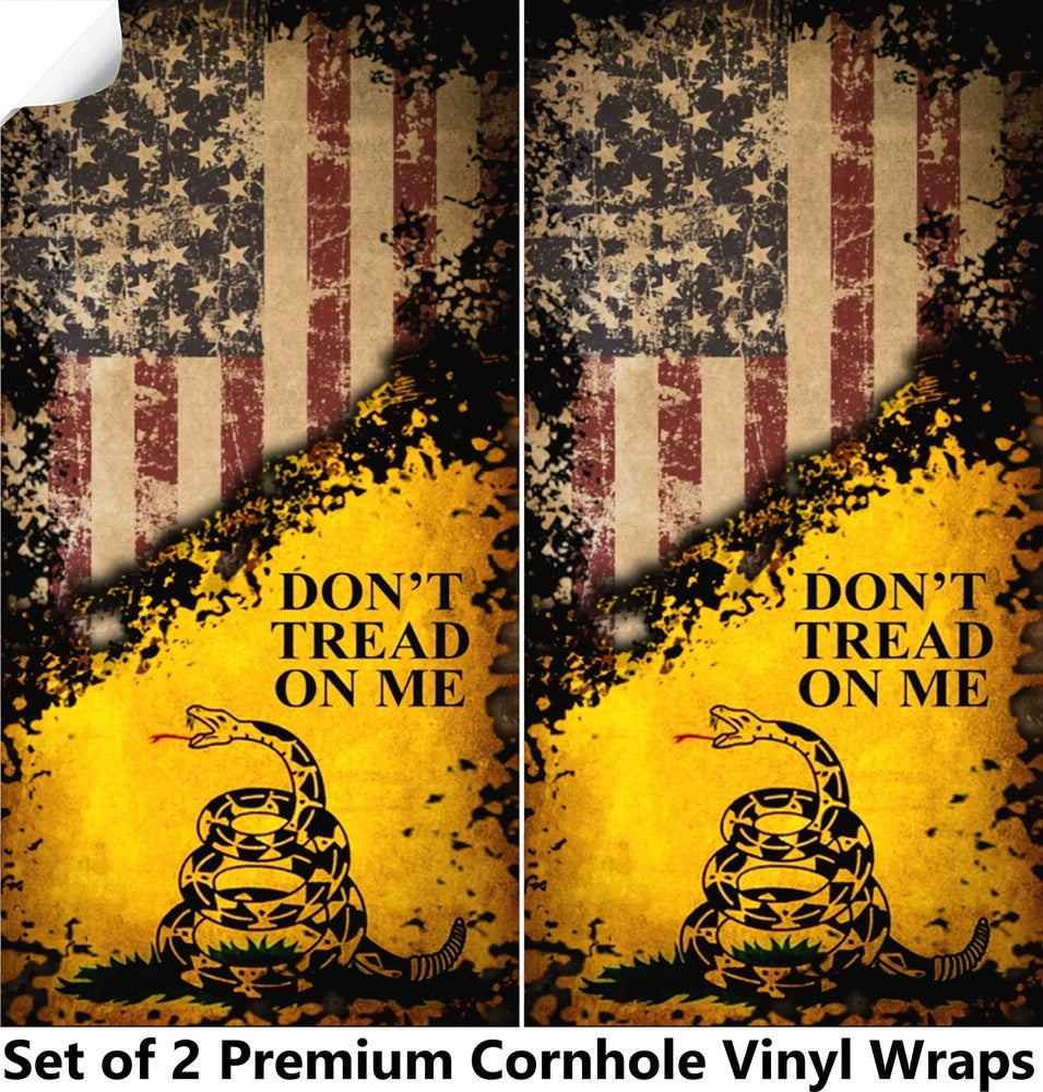 Don't Tread On Me Cornhole Boards Wraps (Set of 2)