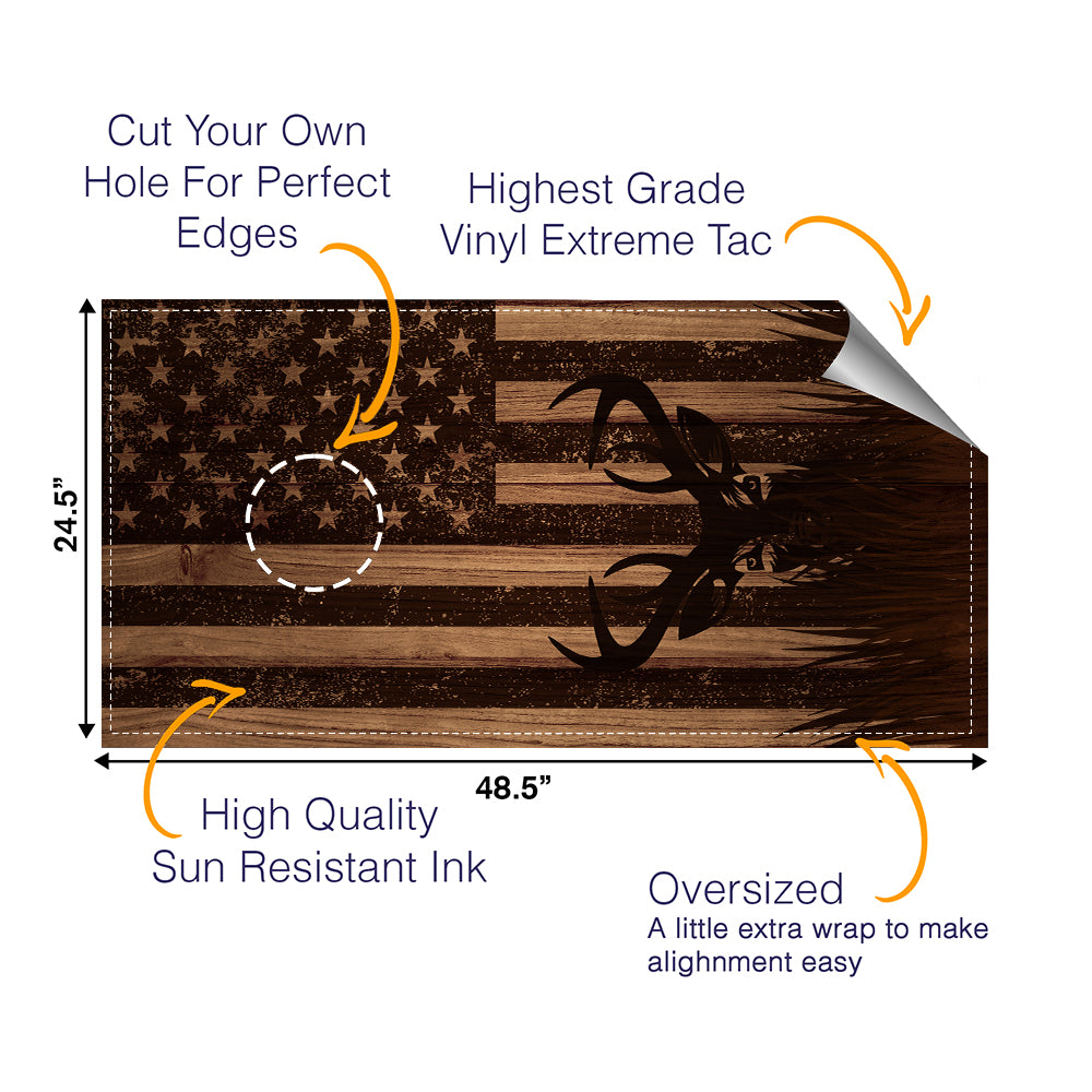 Deer Engraved Wood Cornhole Boards Wraps (Set of 2)