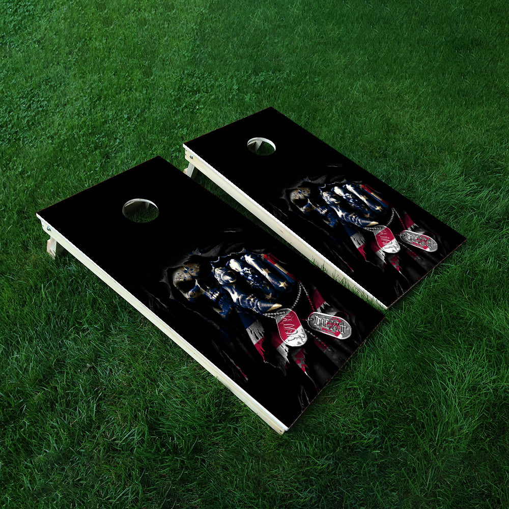 Dog Tags Cornhole Boards Wraps (Set of 2)