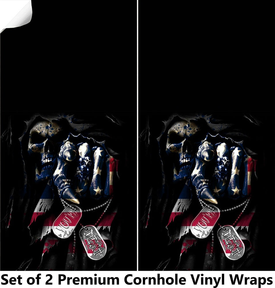 Dog Tags Cornhole Boards Wraps (Set of 2)