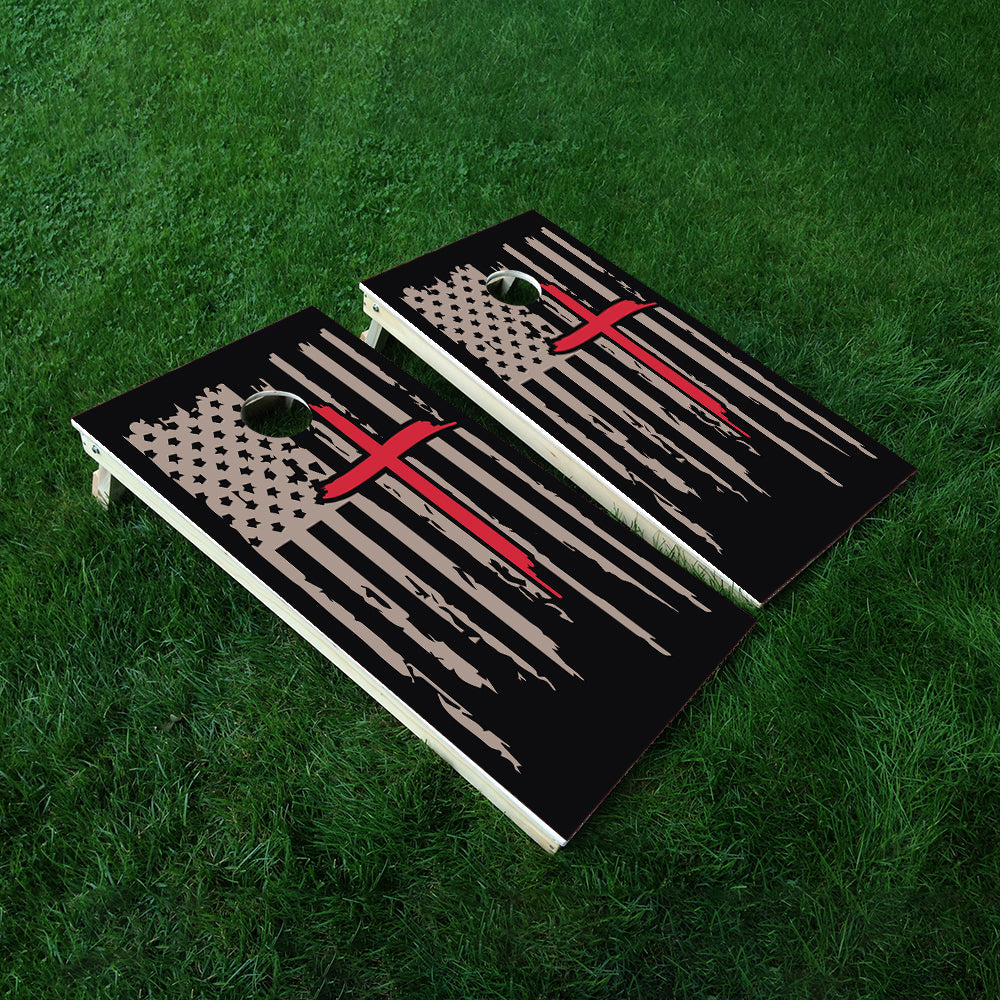 Red Cross Cornhole Boards Wraps (Set of 2)