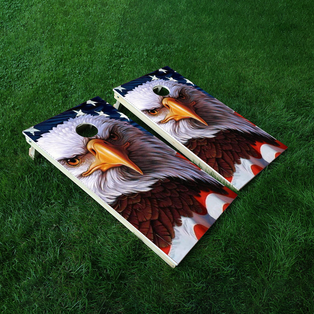 Eagle Flag Cornhole Boards Wraps (Set of 2)