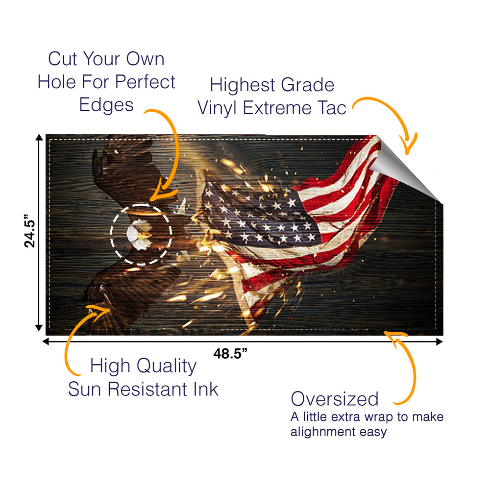 Eagle Holding Flag Cornhole Boards Wraps (Set of 2)