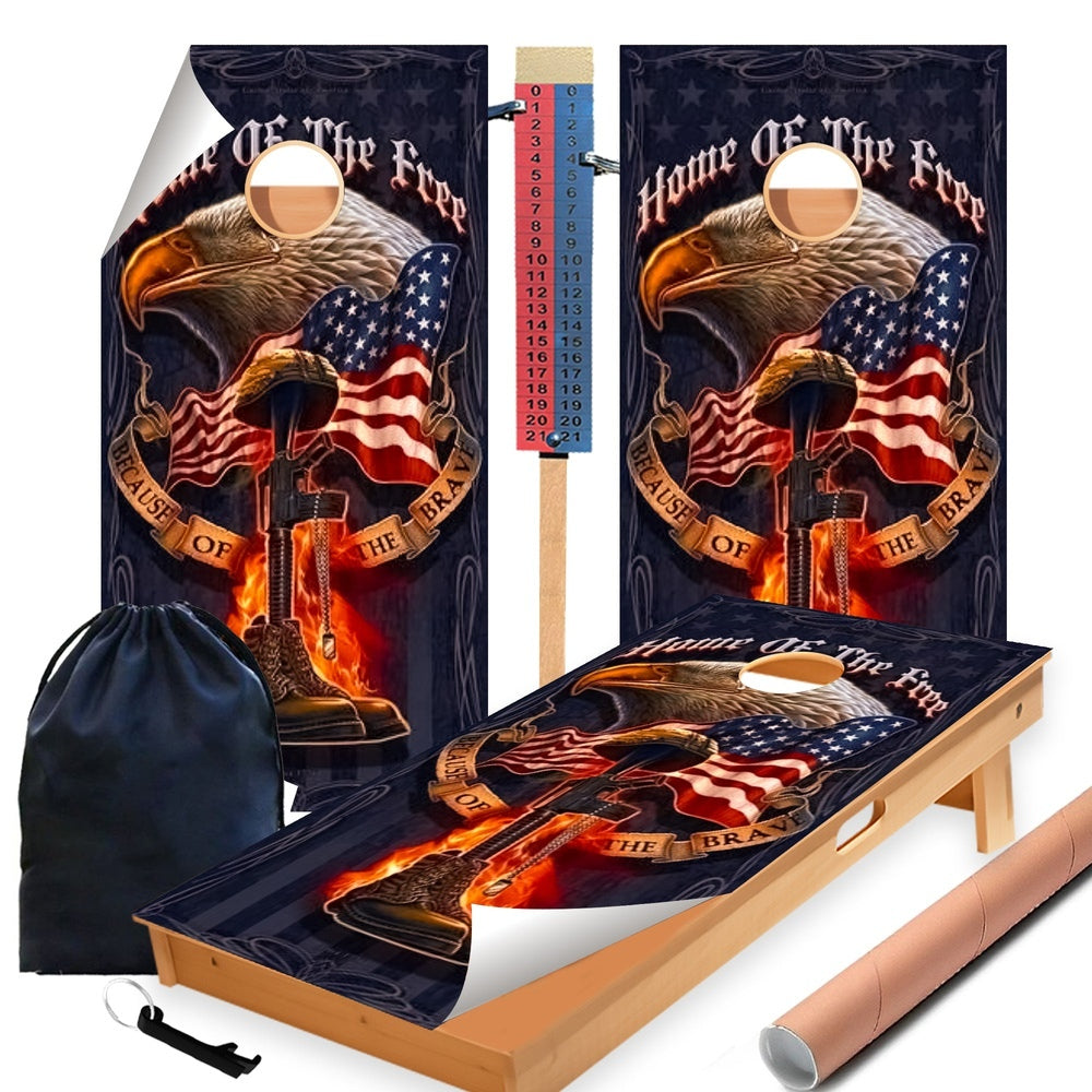 Eagle Home of the Brave Cornhole Boards Wraps (Set of 2)