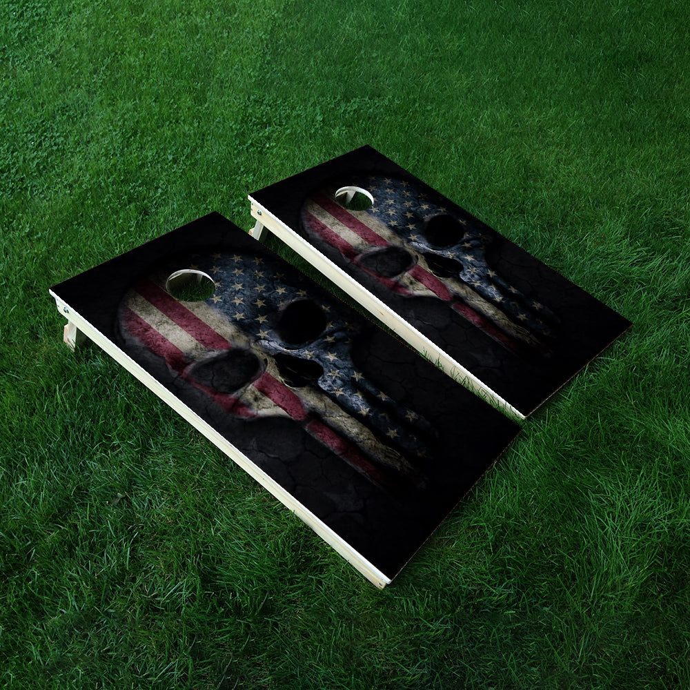 Faded Skull Cornhole Boards Wraps (Set of 2)