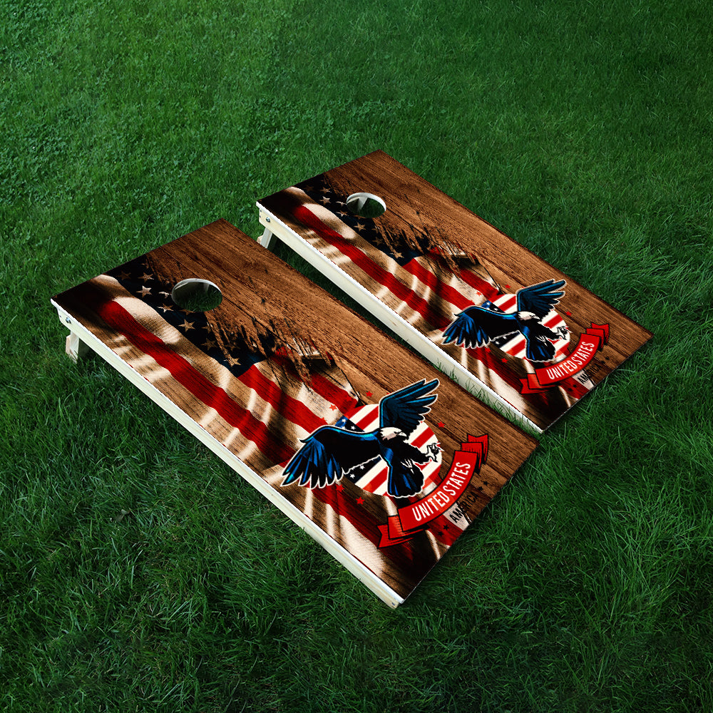 Flying Eagle Flag Cornhole Boards Wraps (Set of 2)