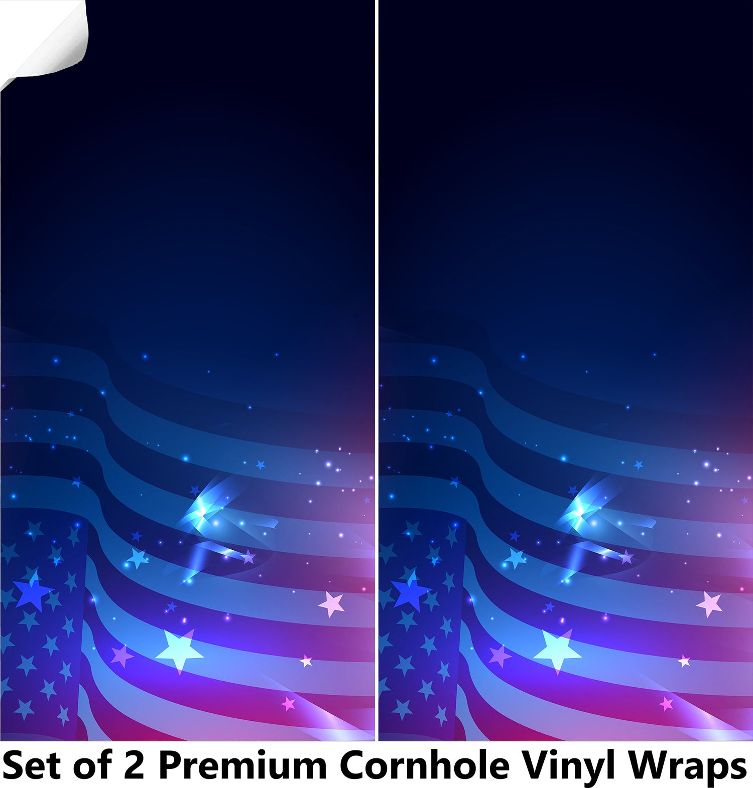 Glowing Flag Cornhole Boards Wraps (Set of 2)