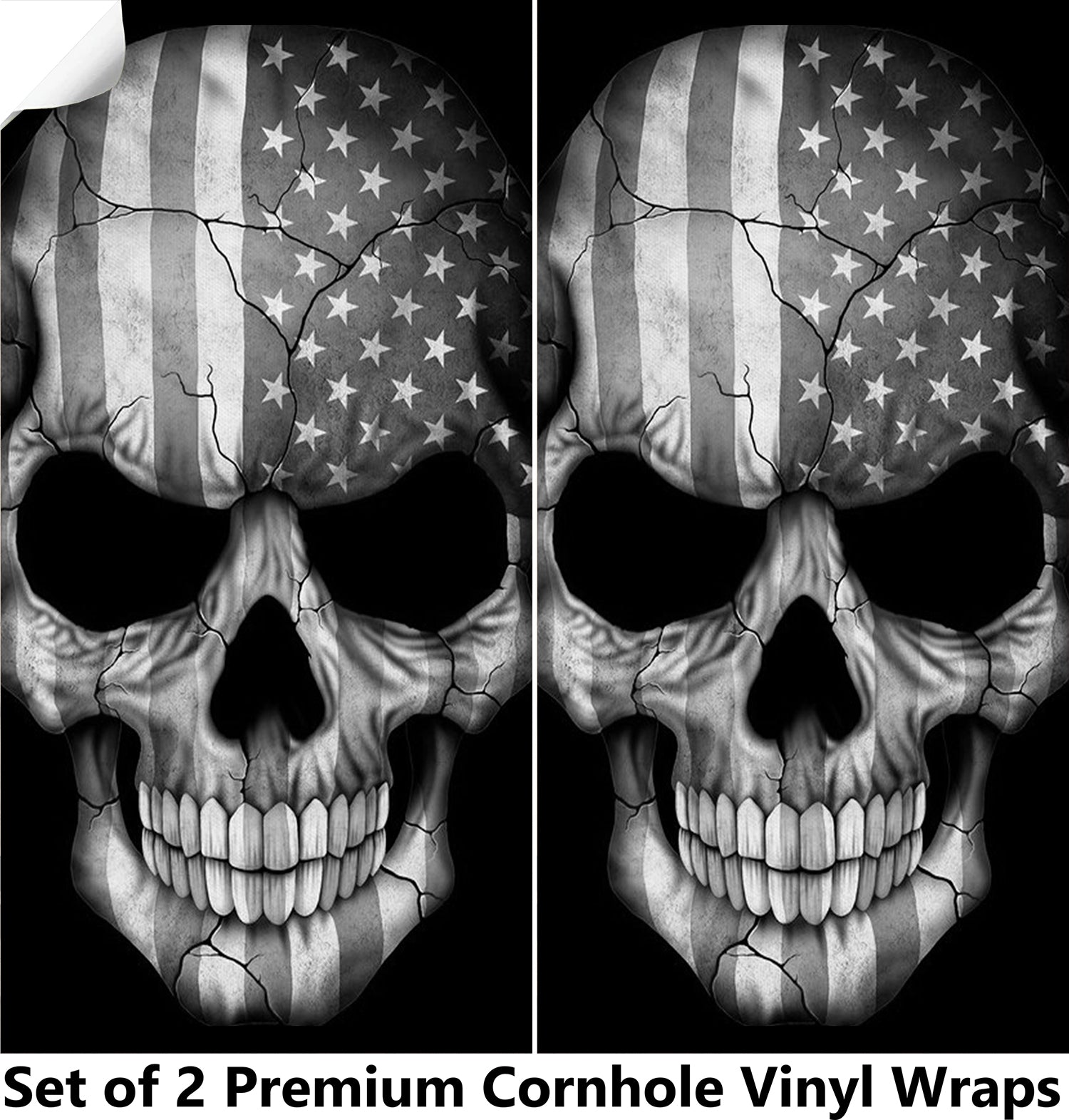Grey Skull Cornhole Boards Wraps (Set of 2)