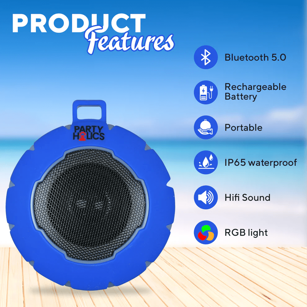 Halo Waterproof IPX 7 Portable Wireless LED Bluetooth Speaker