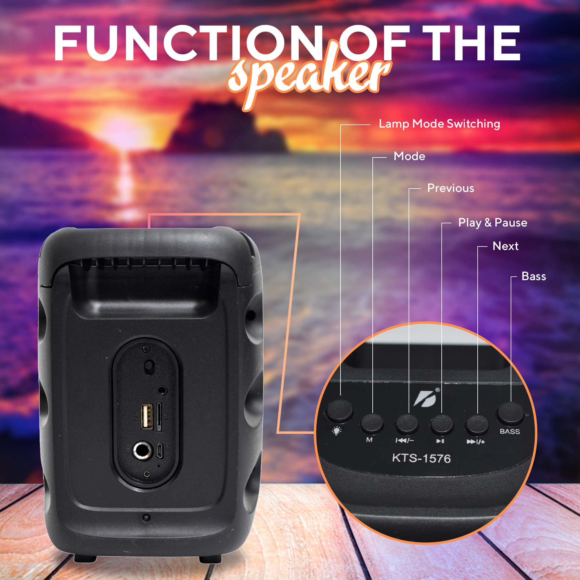 Single 3'' Portable Wireless LED Bluetooth Speaker