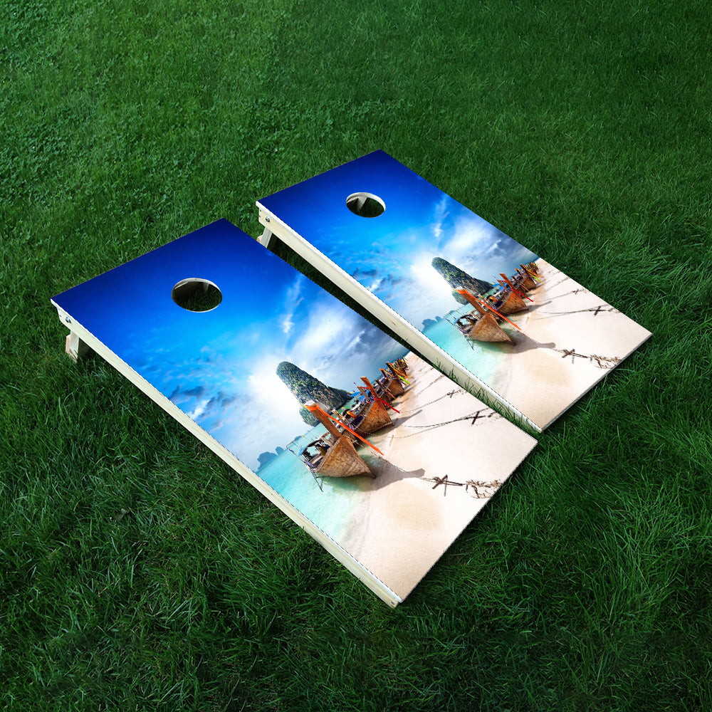 Kayak Beach Cornhole Boards Wraps (Set of 2)
