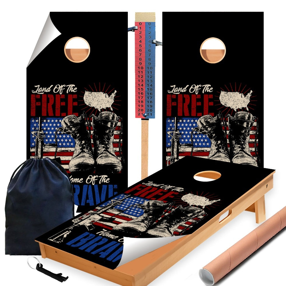 Land of Free Cornhole Boards Wraps (Set of 2)