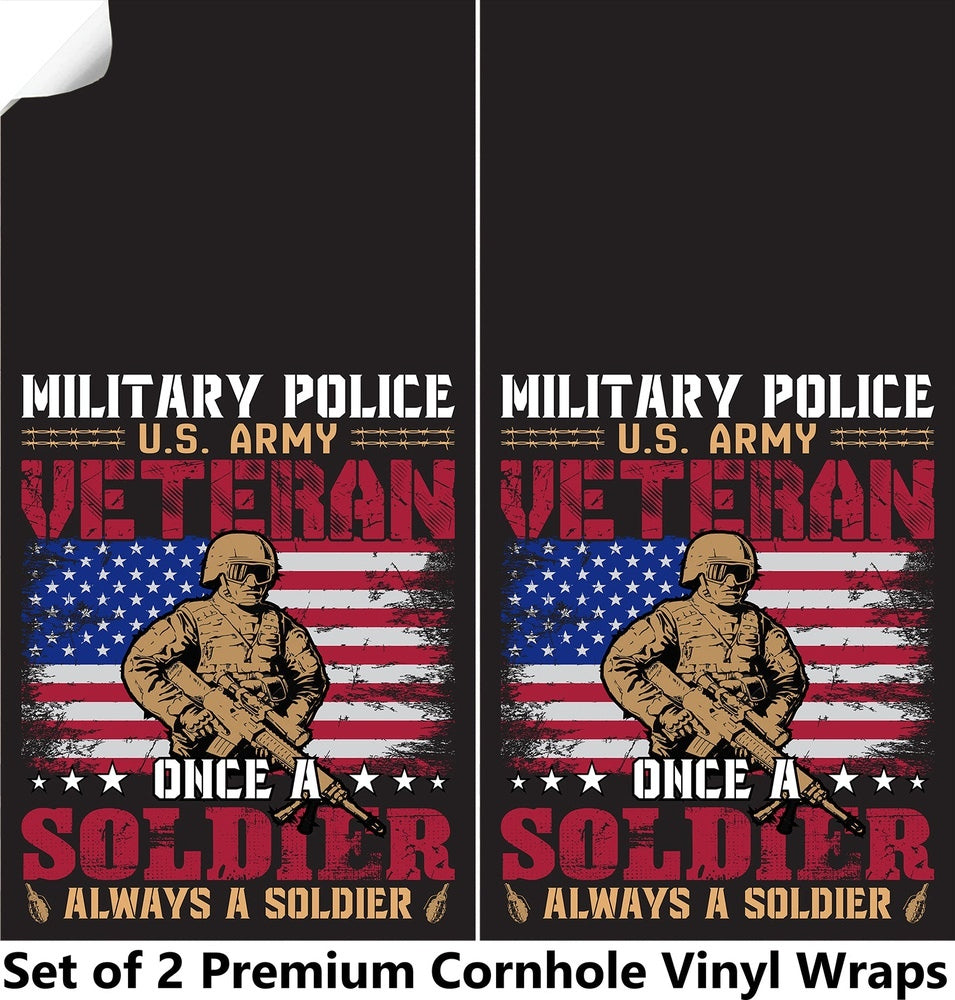 Military Power Veteran Cornhole Boards Wraps (Set of 2)