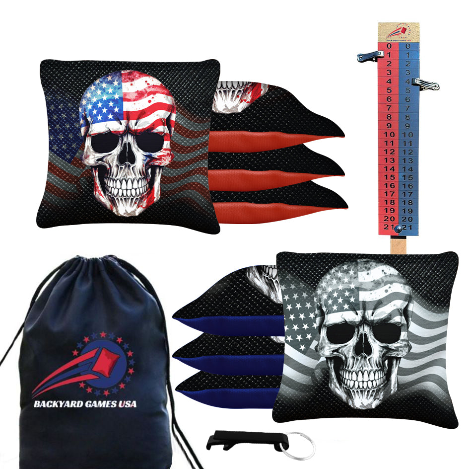 Flag Skull Cornhole Bags