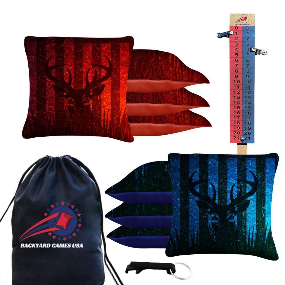 Blue Red Deer Cornhole Bags - Set of 8