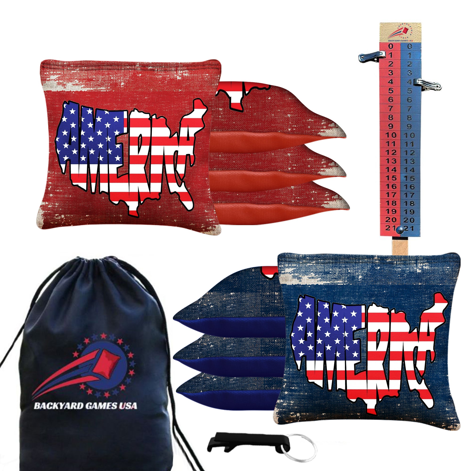 American Blue and Red Cornhole Bags - Set of 8