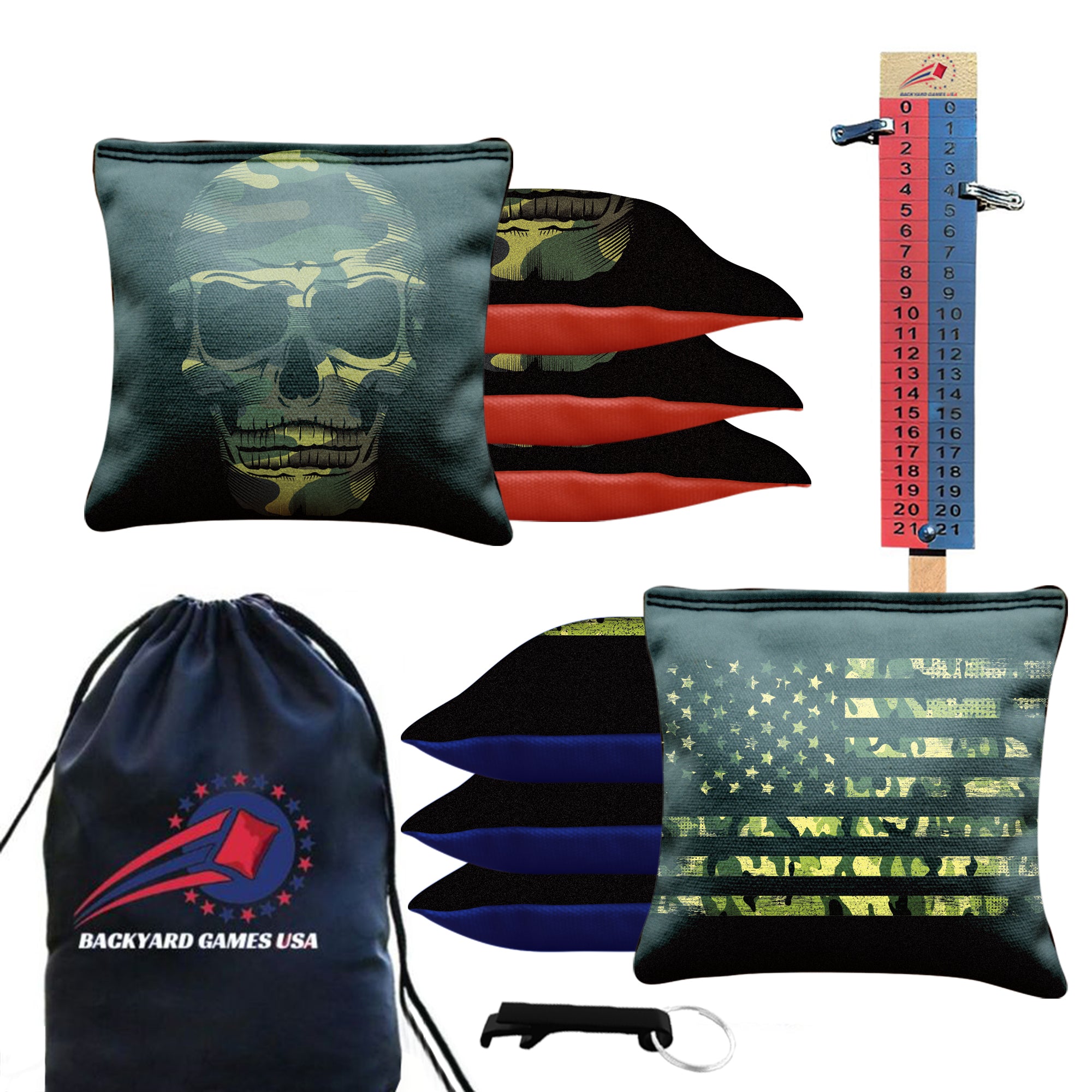 Camo Skull Cornhole Bags - Set of 8