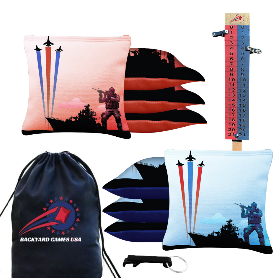 Battleship Soldier Cornhole Bags - Set of 8