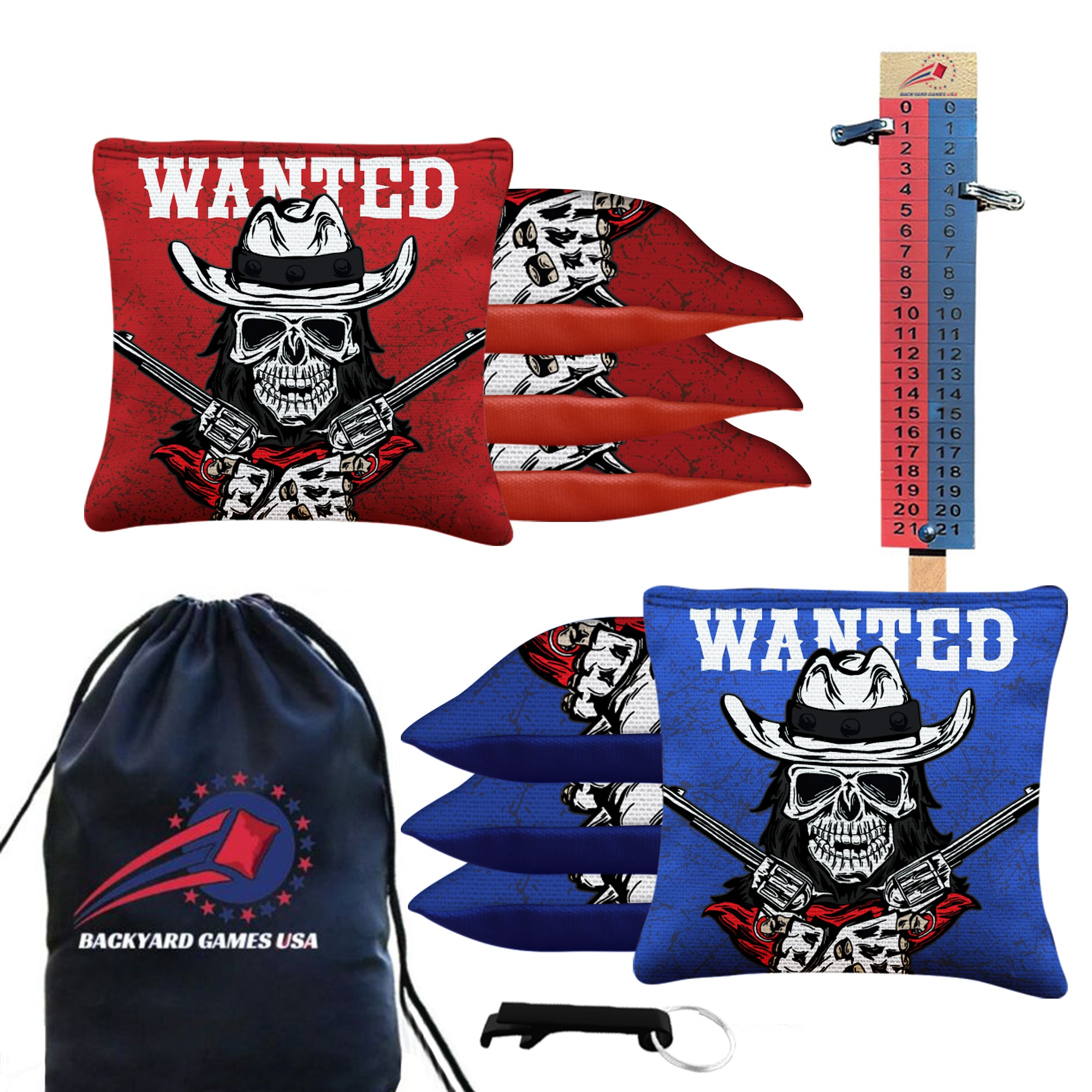 Wanted Skull Cornhole Bags - Set of 8