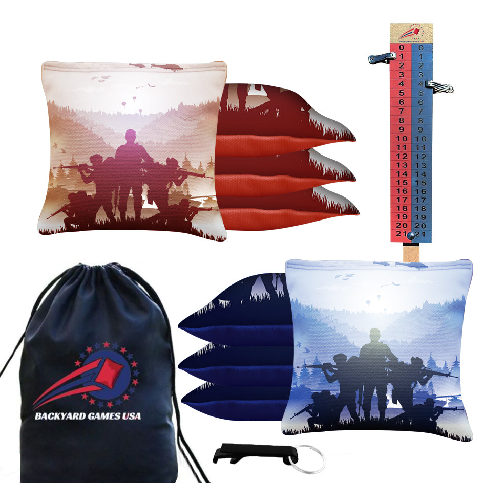 Red Blue Squad Cornhole Bags - Set of 8