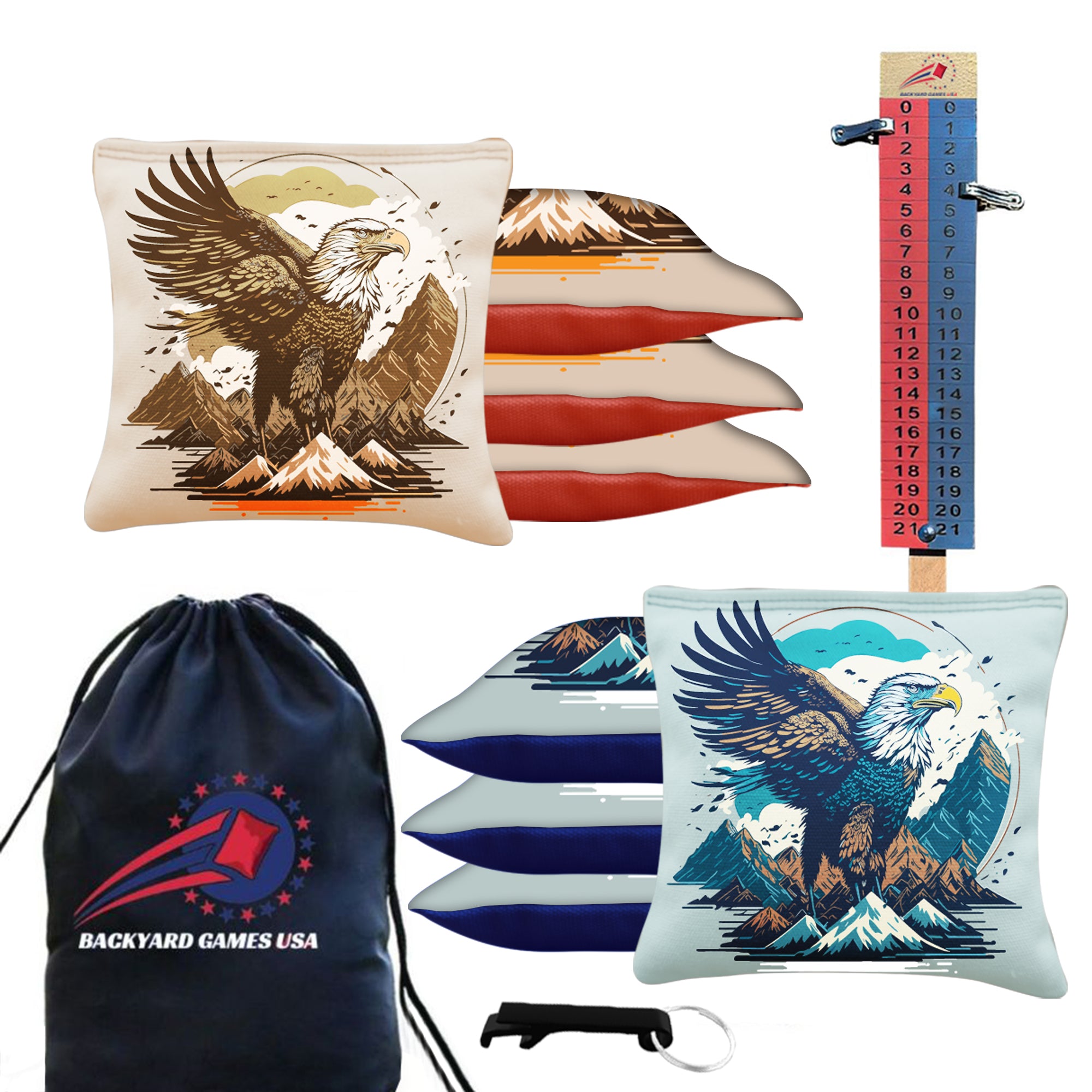 Blue Gold Eagle Cornhole Bags - Set of 8