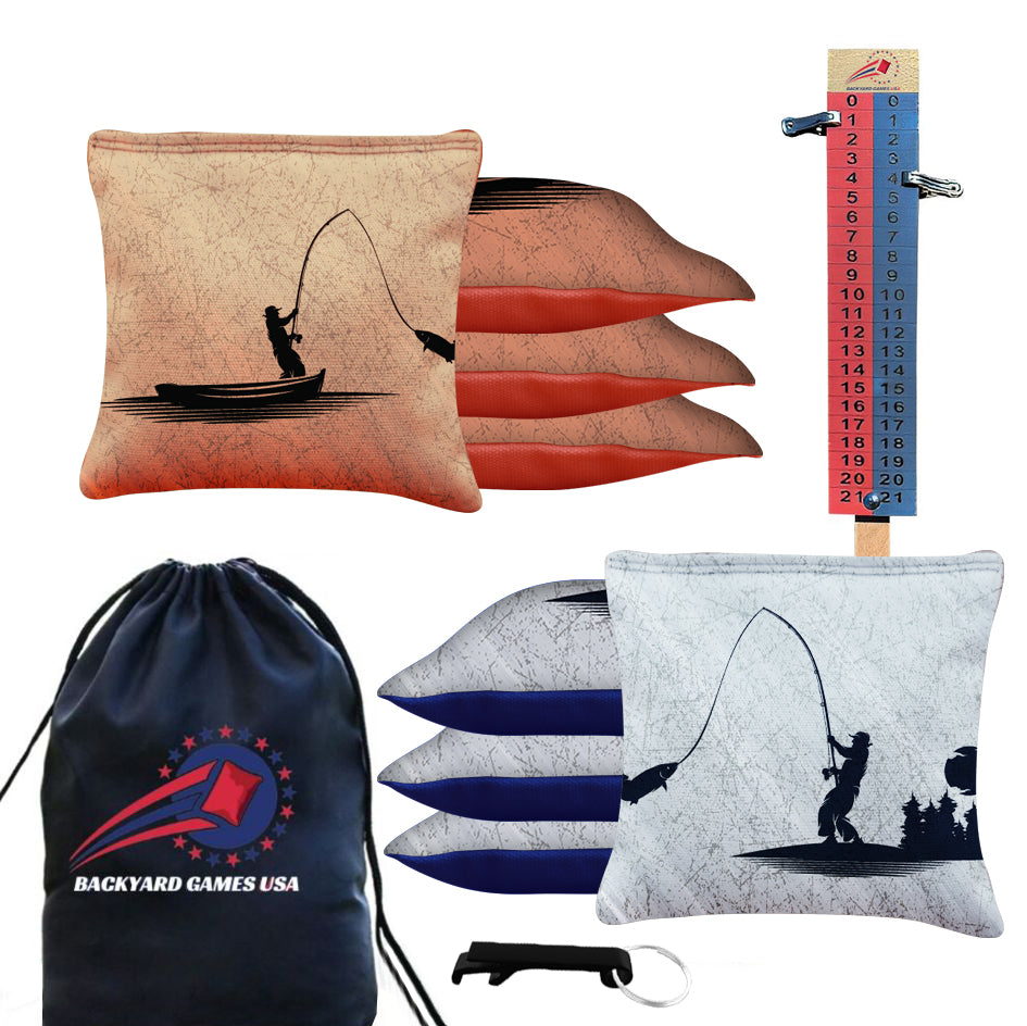 Fish on Rod Cornhole Bags - Set of 8