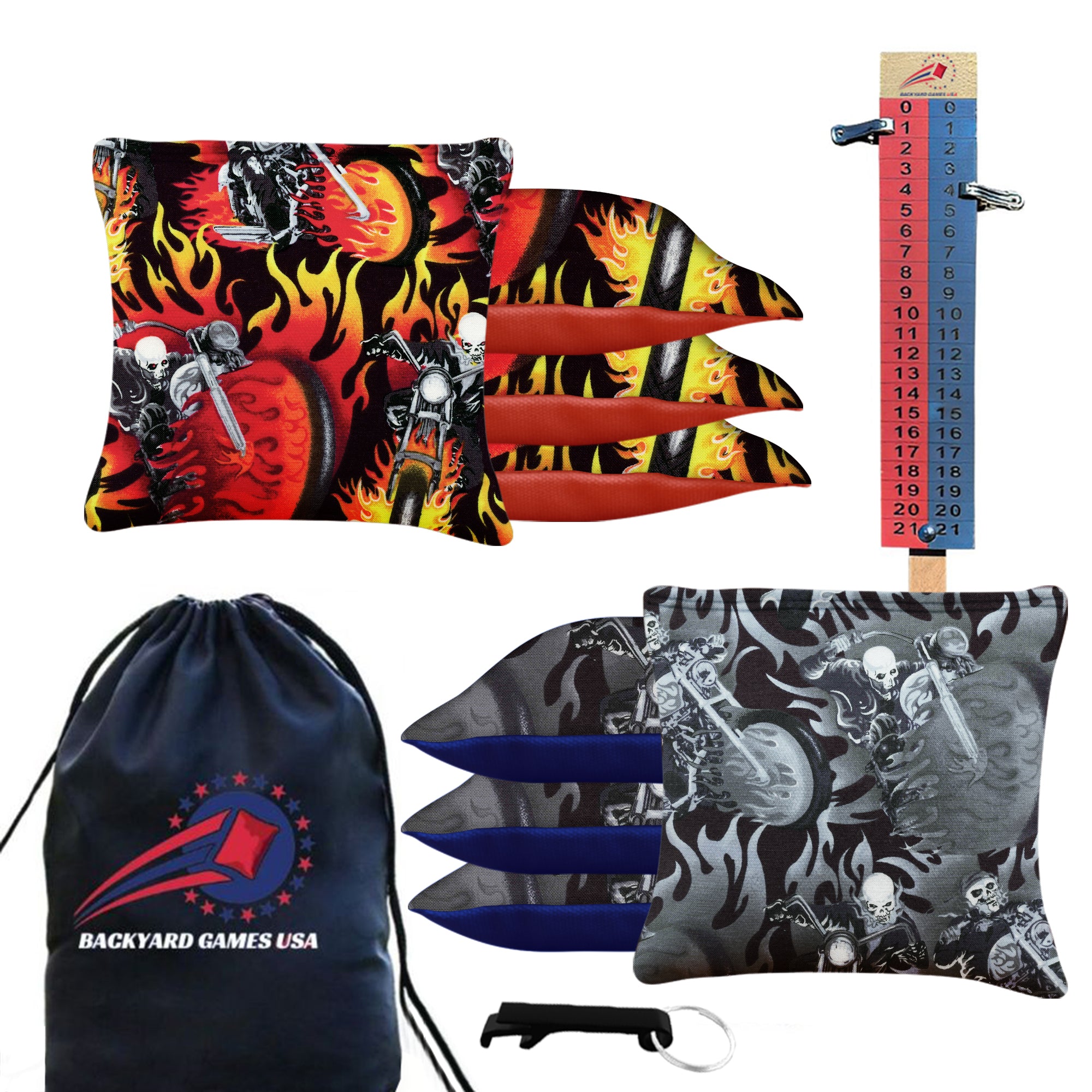 Skull Rider Cornhole Bags - Set of 8