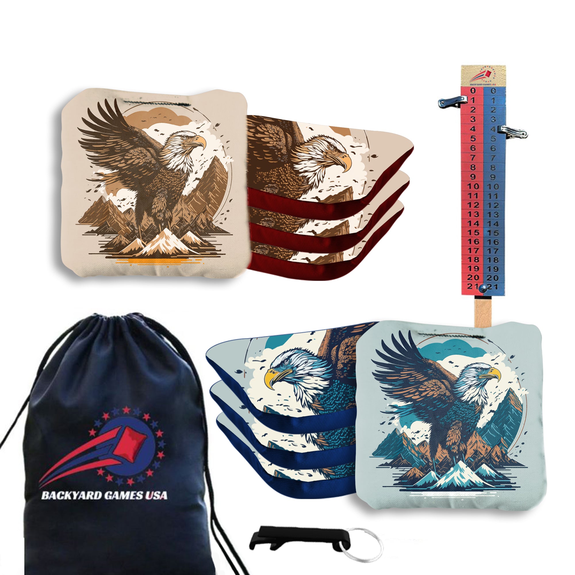 Blue Gold Eagle Cornhole Bags - Set of 8
