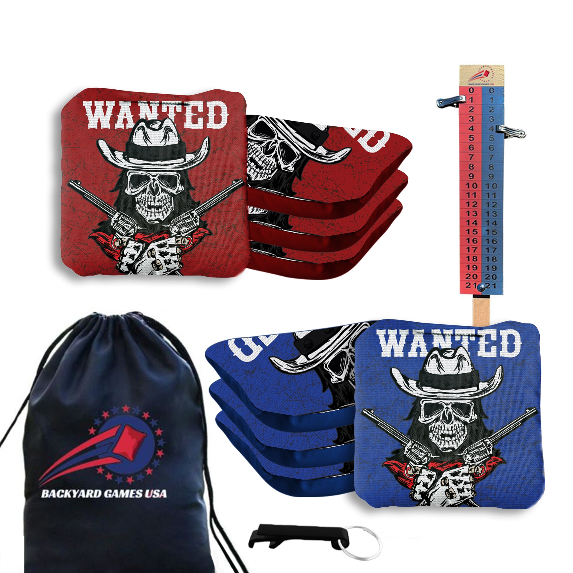 Wanted Skull Cornhole Bags - Set of 8