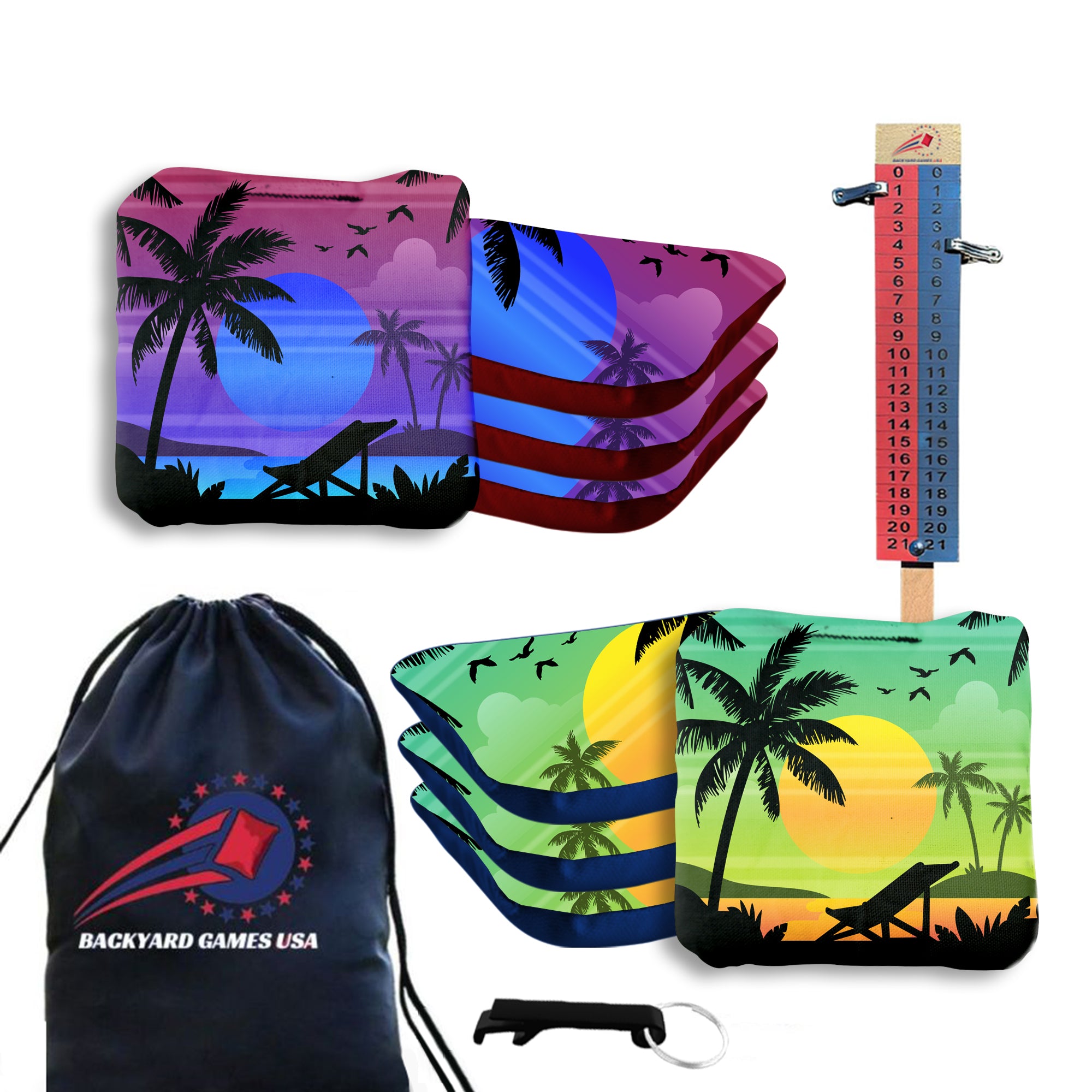 Colorful Beach Cornhole Bags - Set of 8