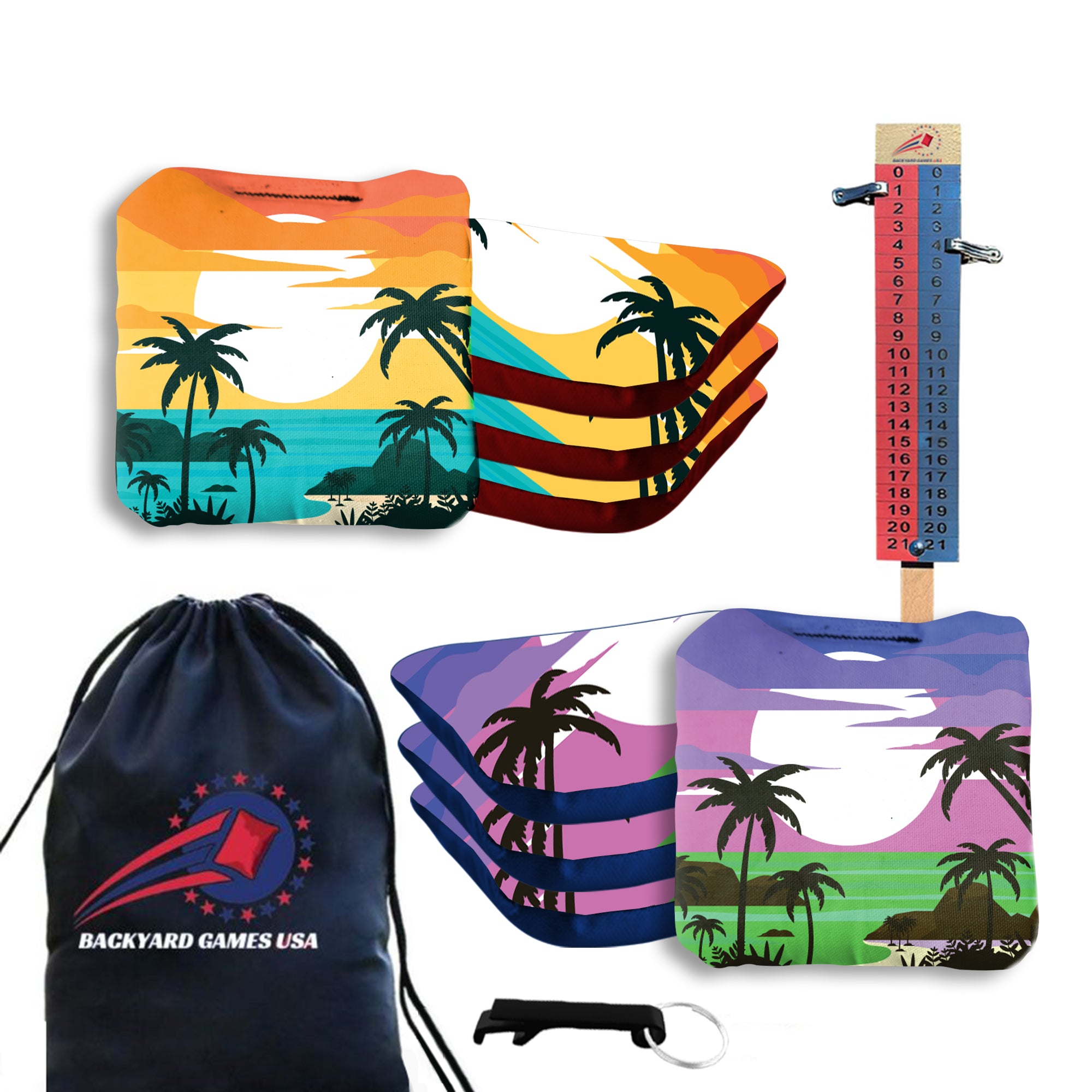 Blue Green Water Beach Cornhole Bags - Set of 8