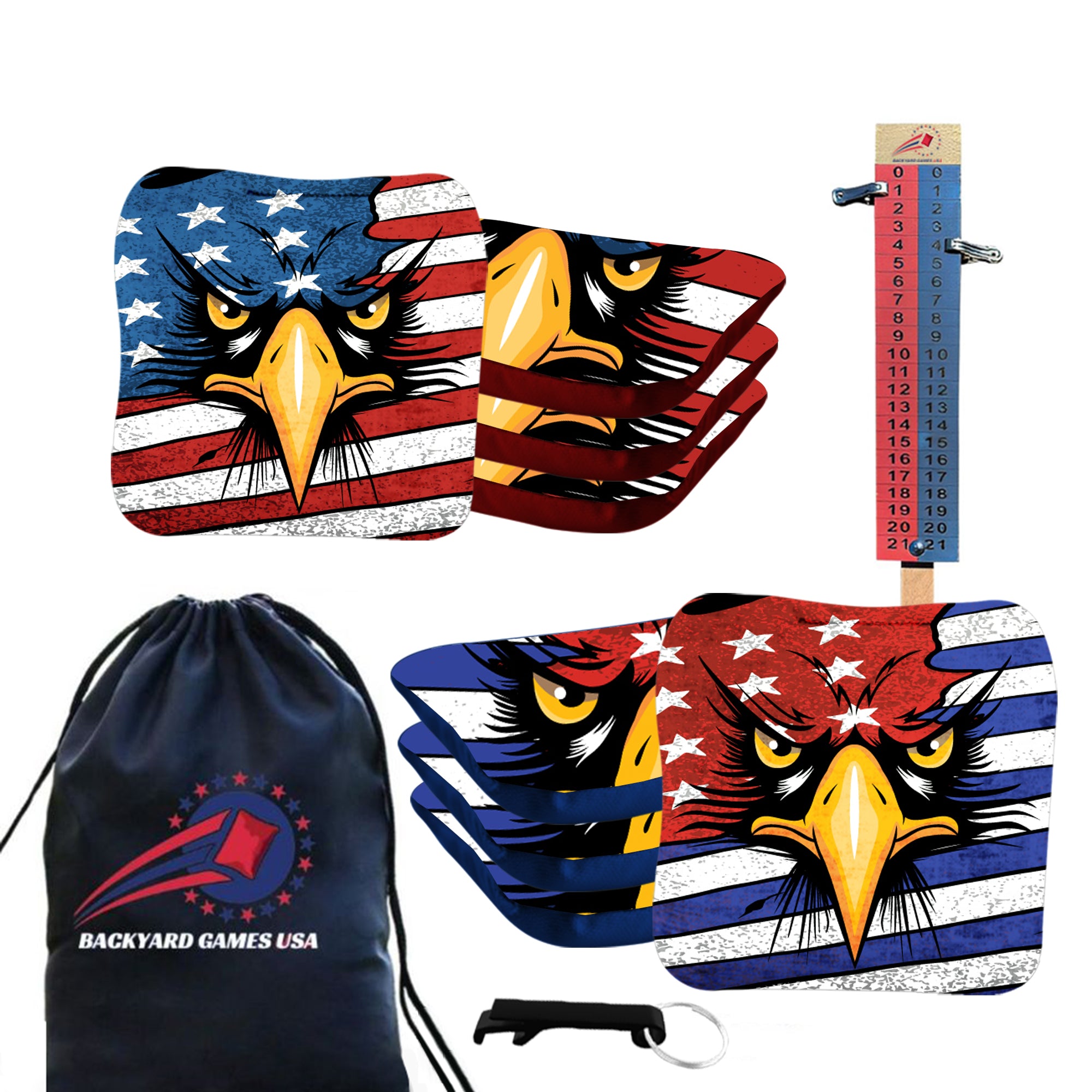 Eagle in Flag Cornhole Bags - Set of 8