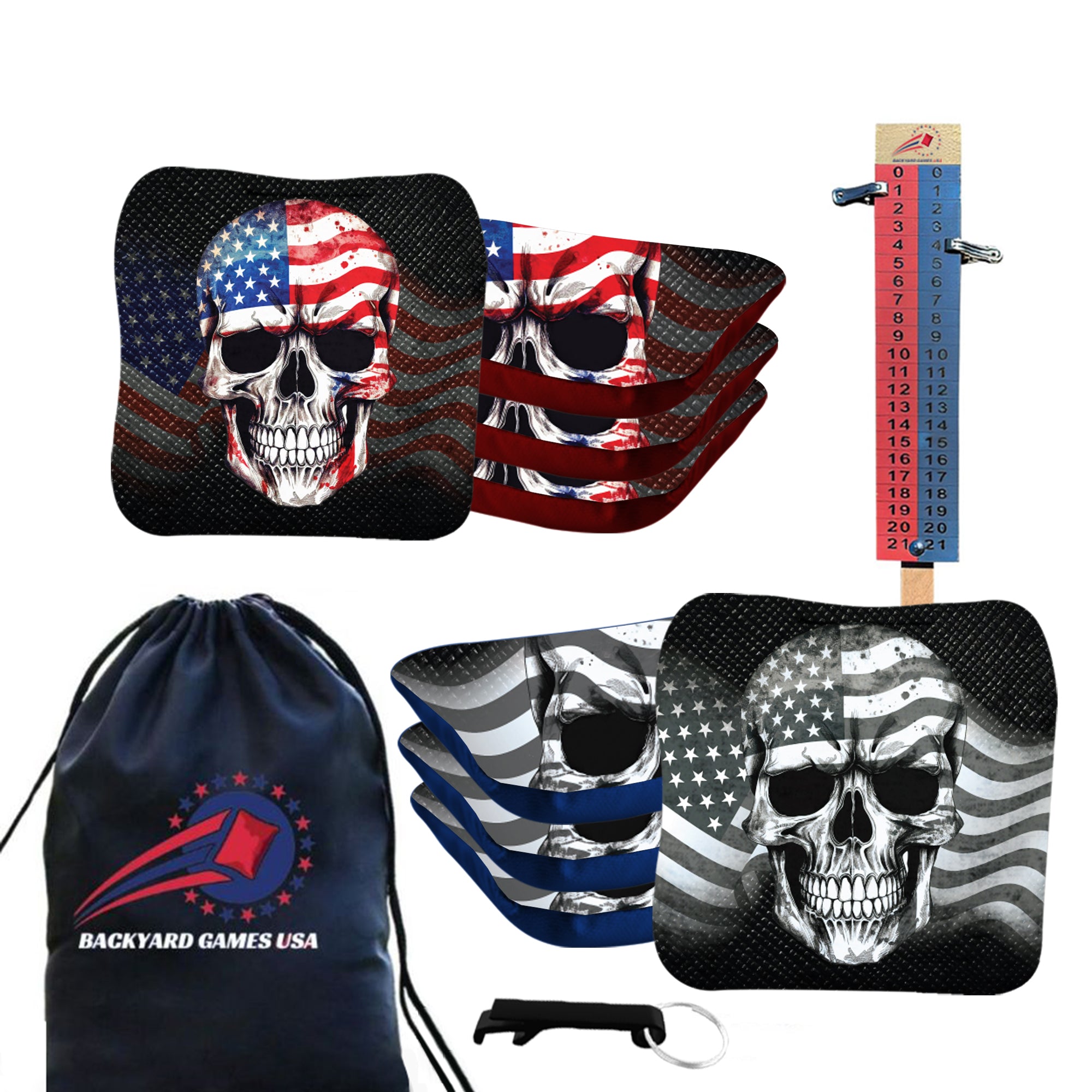 Flag Skull Cornhole Bags - Set of 8