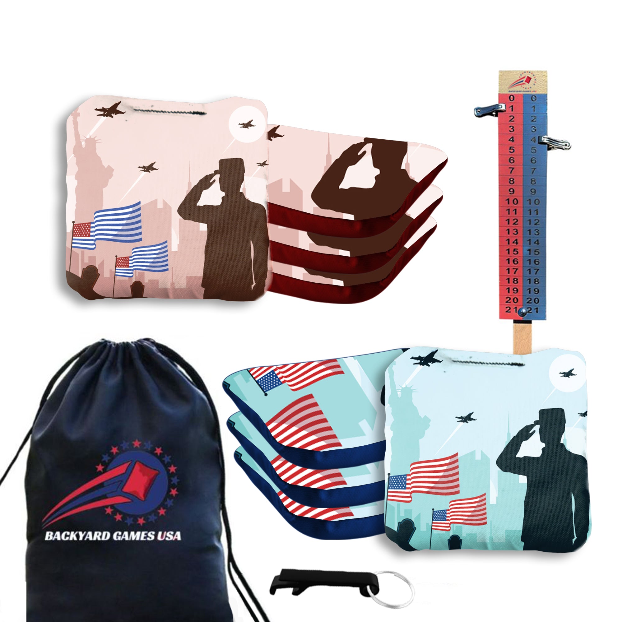 Soldier Salute Cornhole Bags - Set of 8