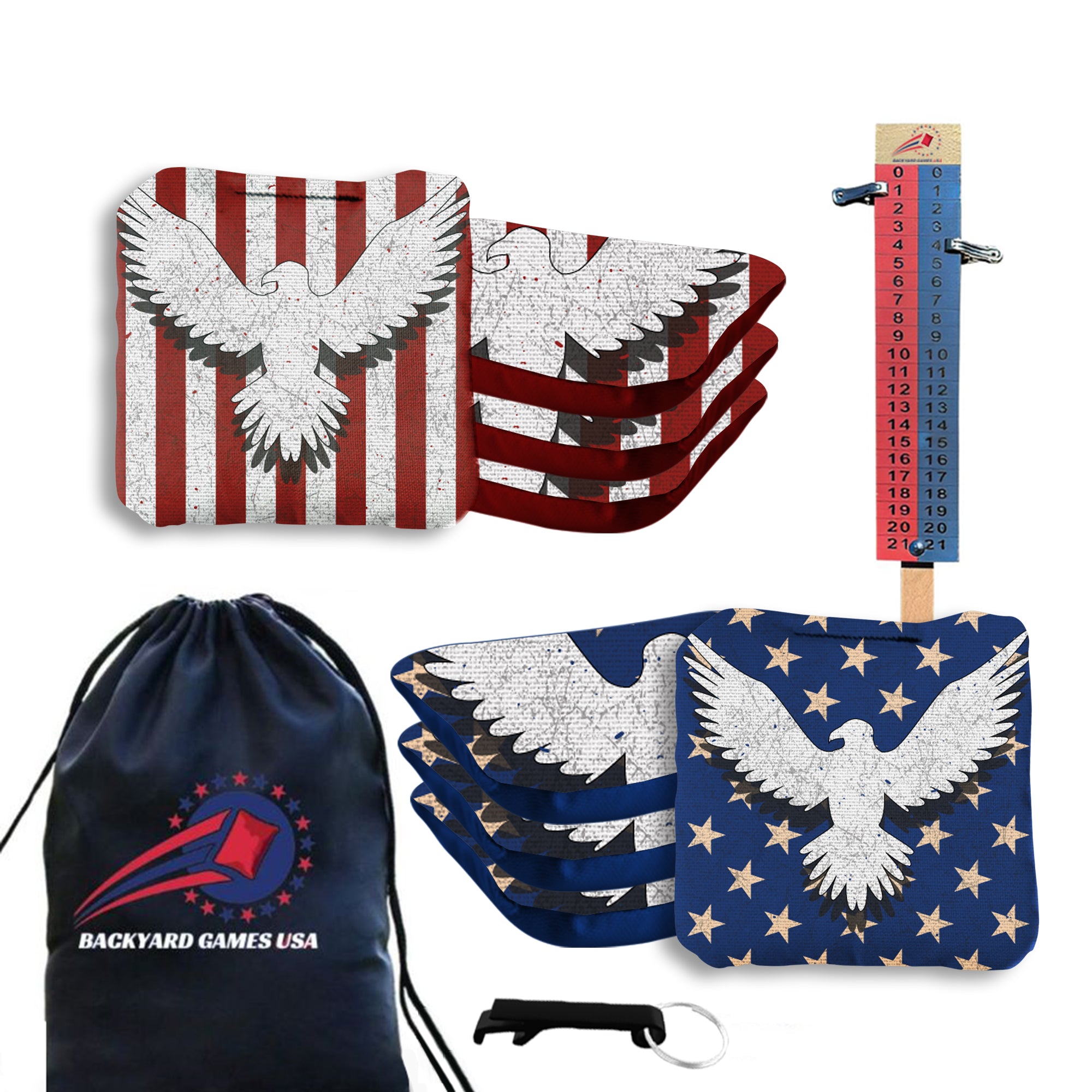 Bird Flag White Cornhole Bags - Set of 8