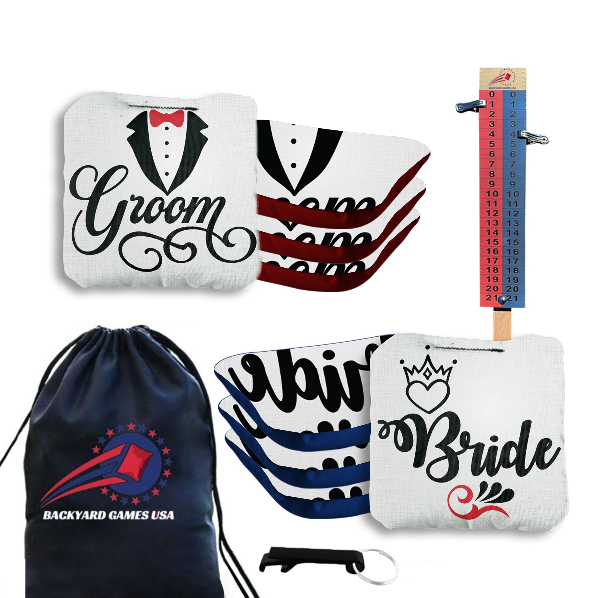 Bride Groom Cornhole Bags - Set of 8