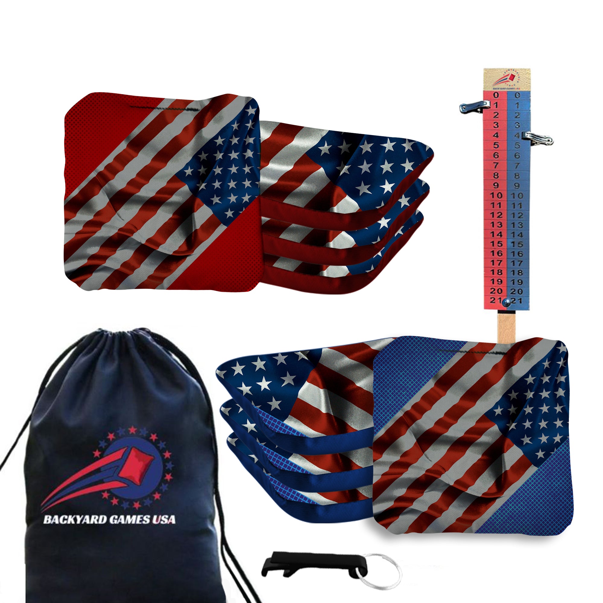 Sideway Flag Cornhole Bags - Set of 8