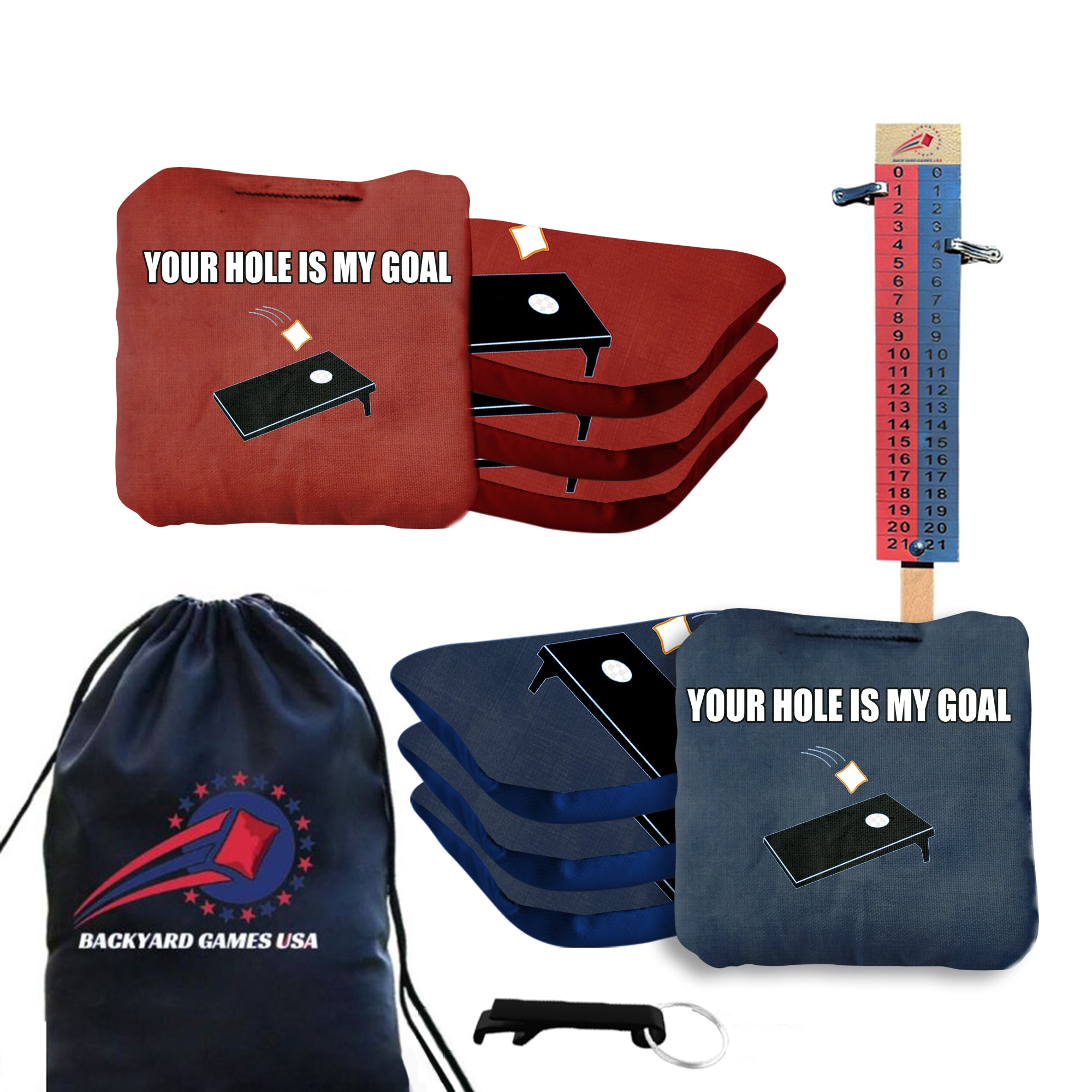 Your Hole is My Goal Cornhole Bags - Set of 8