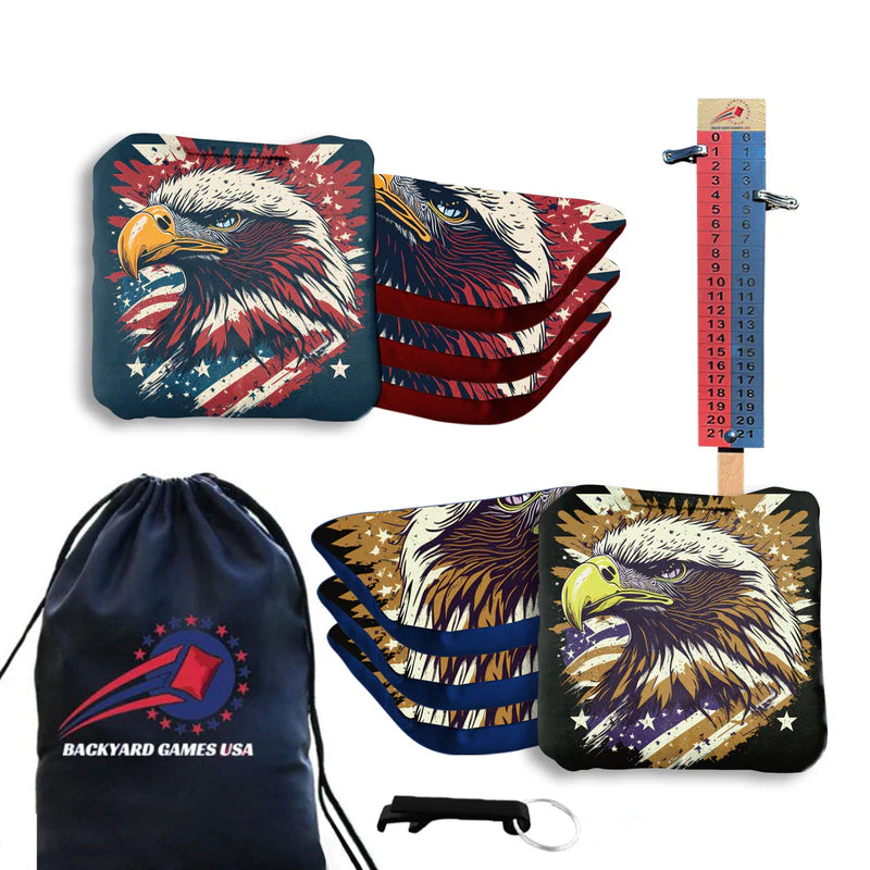 Red Gold Eagle Cornhole Bags - Set of 8