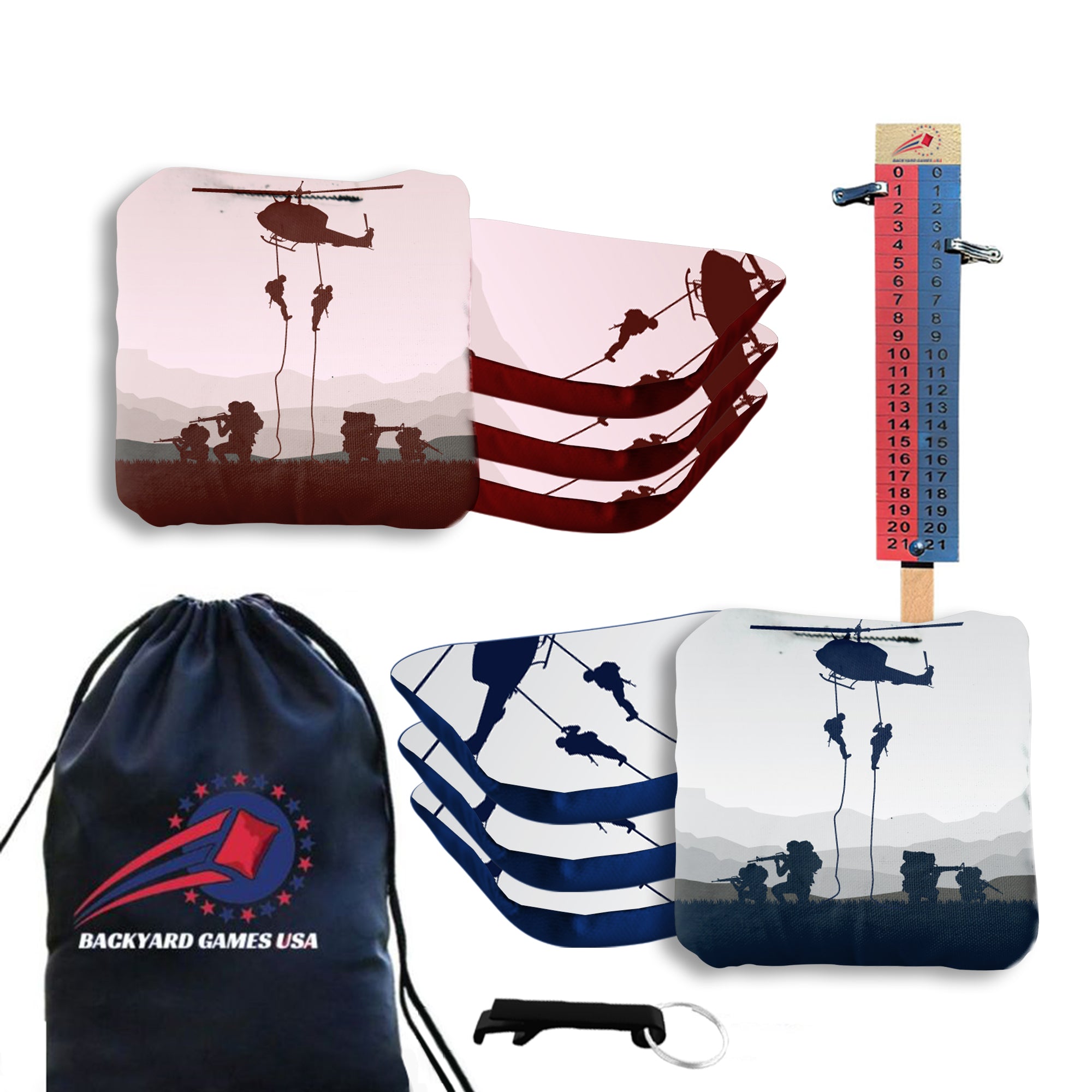 Helicopter Squad Cornhole Bags - Set of 8
